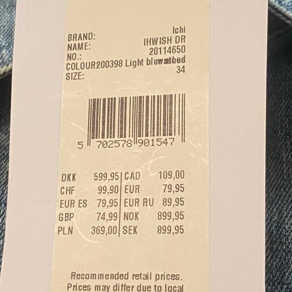 ICHI Denim Pearl Snap Puff Sleeve Dress Size 34 Western Country Sustainable - Picture 13 of 13